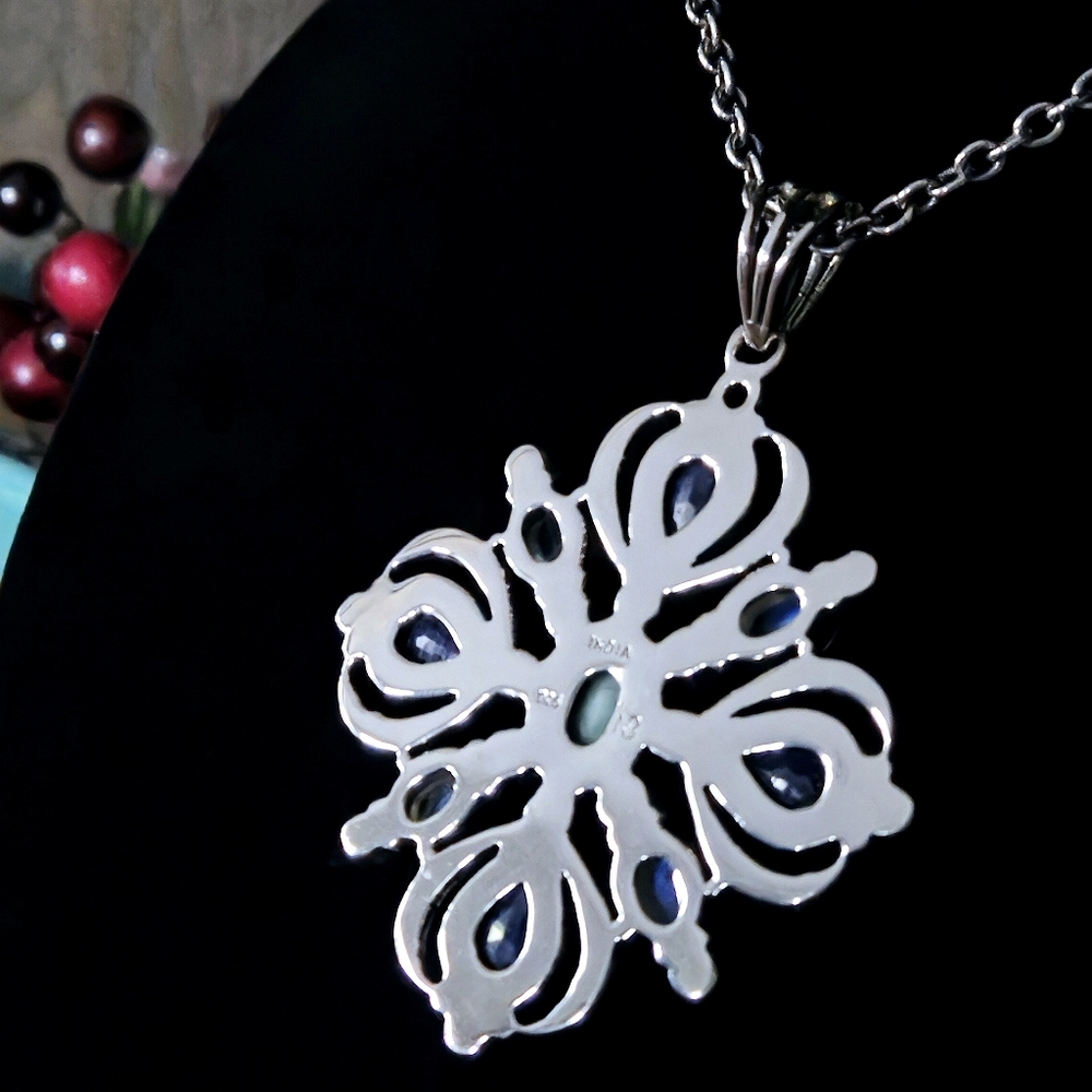 ***SOLD******NICKY BUTLER 925 Sterling Silver Lapis Moonstone Topaz Necklace - Picture 11 of 16